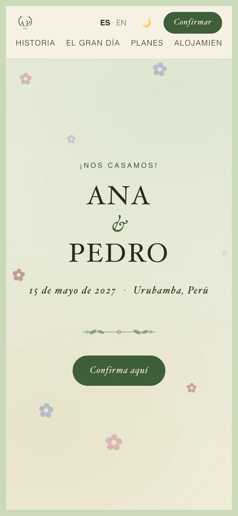La boda de prueba en el tema Botanical