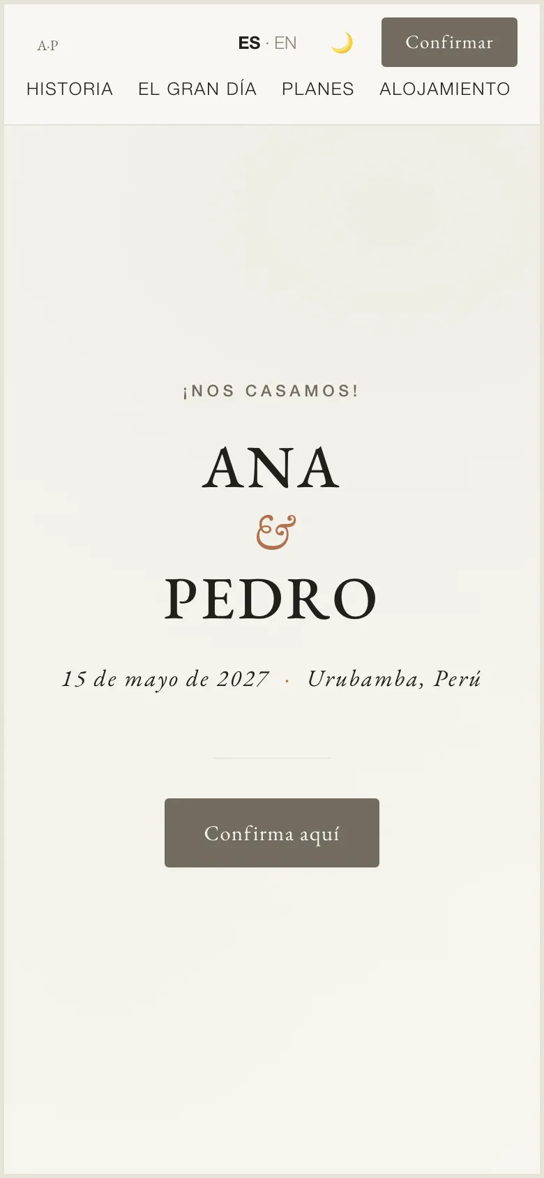 La boda de prueba en el tema Minimal