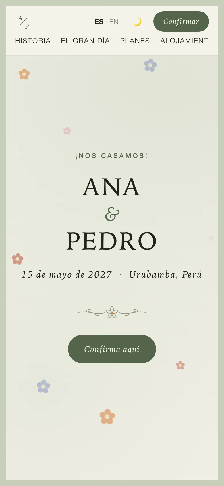 La boda de prueba, tema Travel, en un teléfono